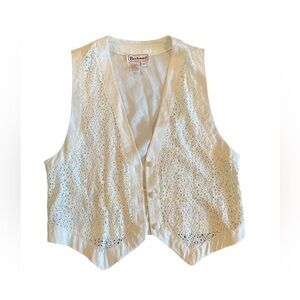 Vintage Bechamel Cream Lace Vest Linen/Cotton Blend Perfect Condition Medium